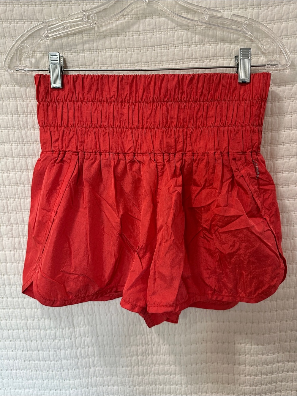 FP Movement by Free People Coral Smocked High-Waist Athletic Shorts